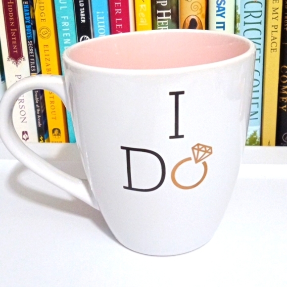 Other - WEDDING RING "I DO" COFFEE MUG - White and Pink - 20oz. CUP